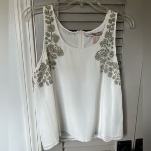 Forever 21 sequin loose flowered white top